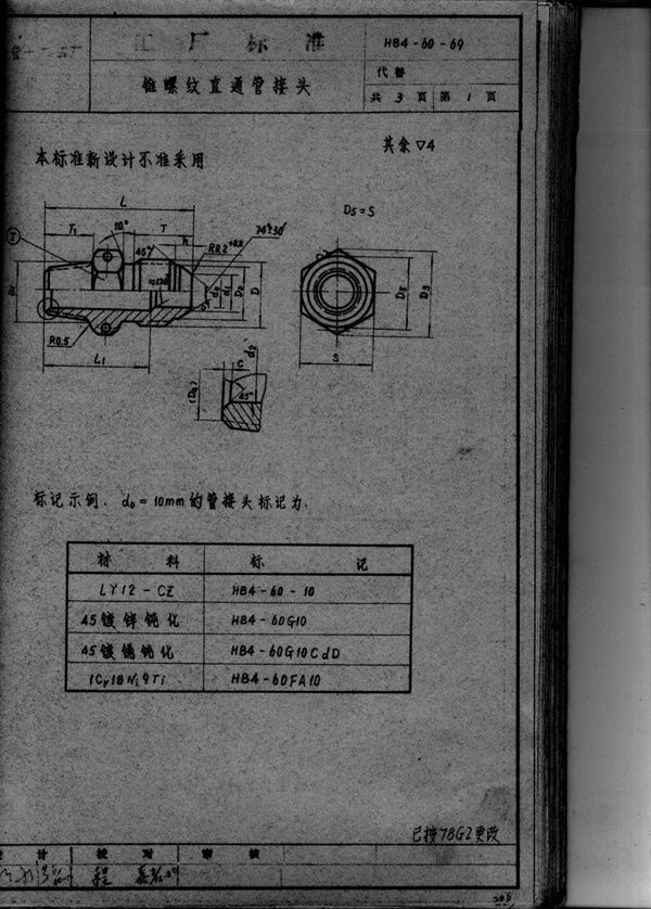 锥螺纹直通管螺纹 (HB 4-60-1969)