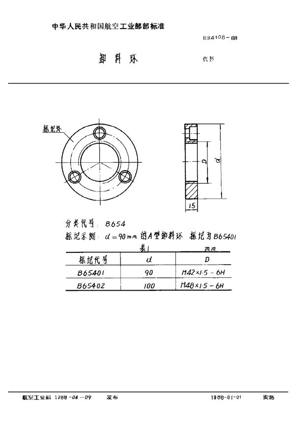 卸料环 (HB 4108-1988)