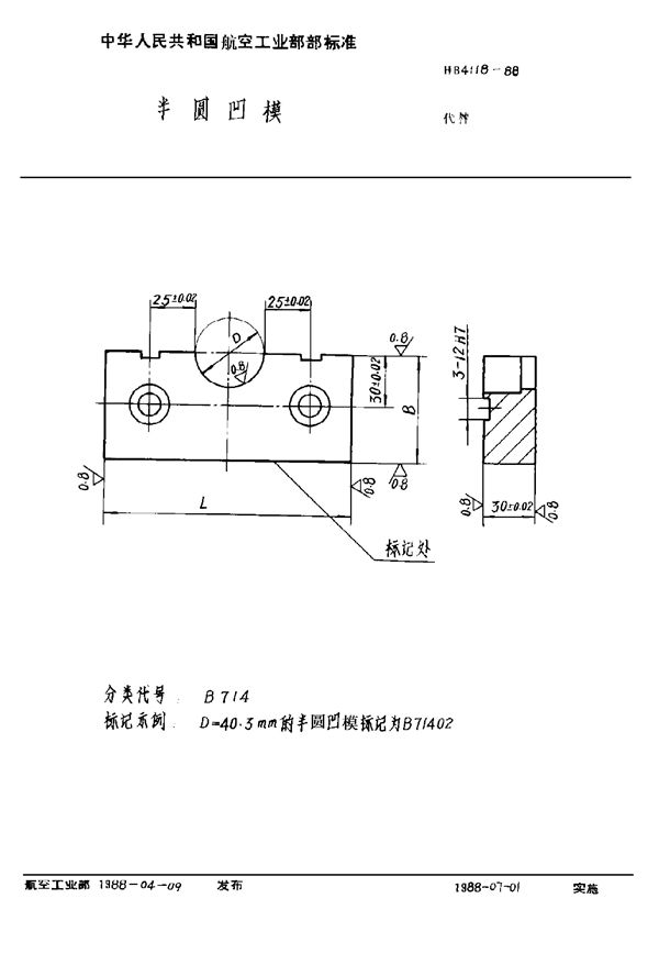 半圆凹模 (HB 4118-1988)