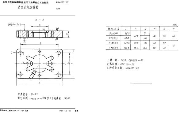 B型长方连接板 (HB 4301-1989)