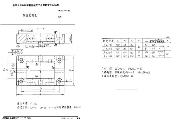 弯曲凹模框 (HB 4343-1989)