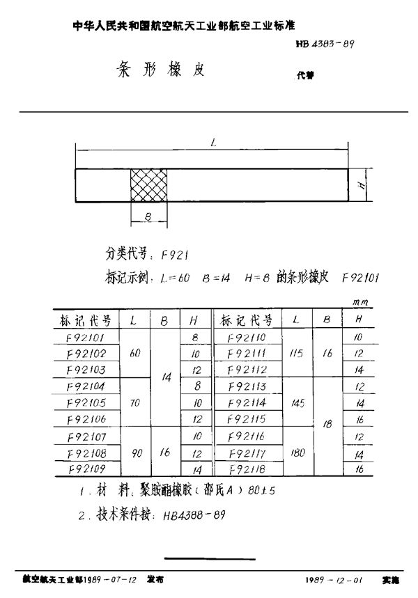 条形橡皮 (HB 4383-1989)