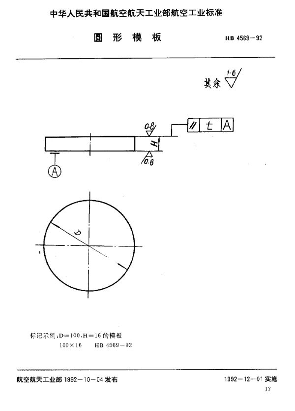 圆形模板 (HB 4569-1992)