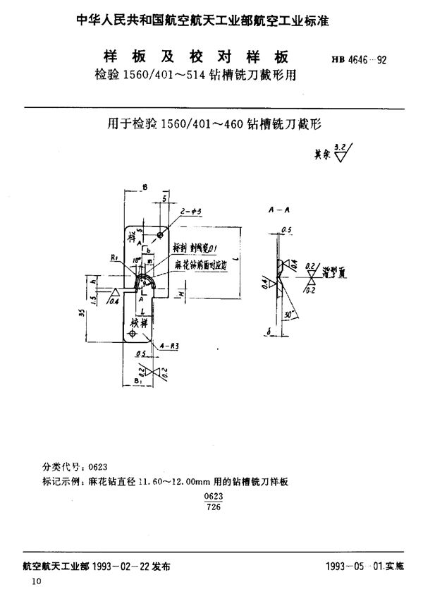 样板及校对样板 (HB 4646-1992)