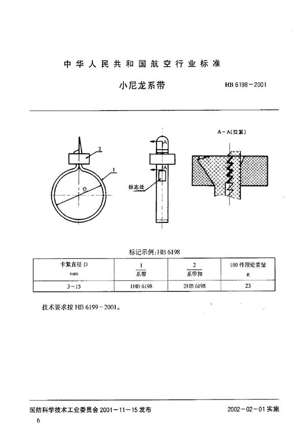 小尼龙系带 (HB 6198-2001)