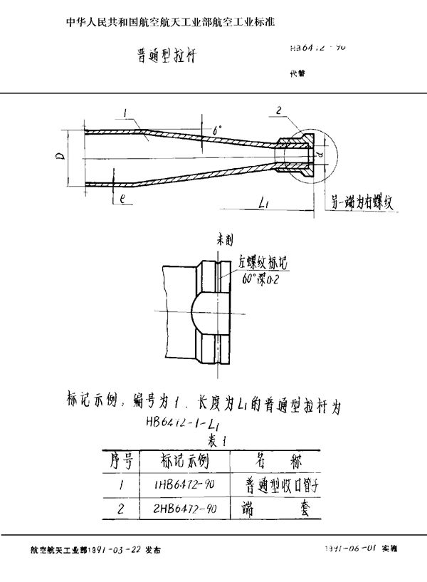 普通型拉杆 (HB 6472-1990)