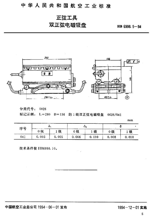 正弦工具 双正弦电磁吸盘 (HB 6998.5-1994)