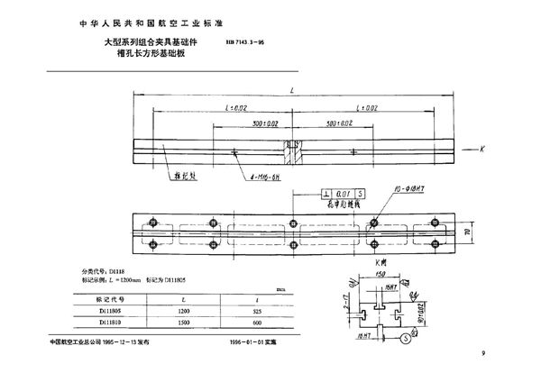 大型系列组合夹具基础件 槽孔长方形基础板 (HB 7143.3-1995)