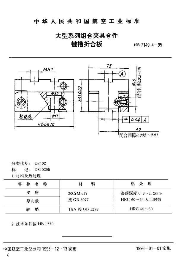 大型系列组合夹具合件 键槽折合板 (HB 7149.4-1995)