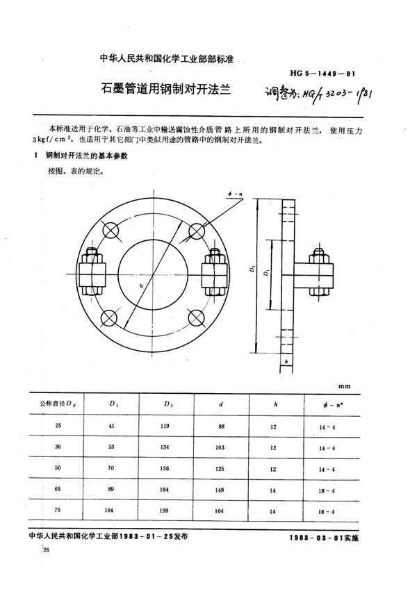 石墨管通用钢制对开法兰 (HG/T 3203-1981)