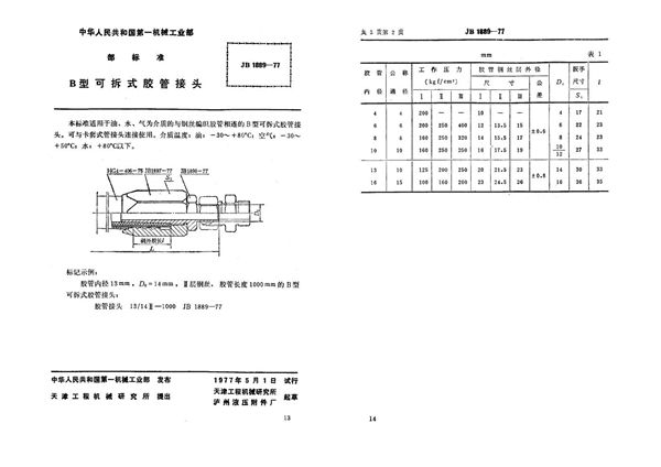 b型可拆式胶管接头 (JB 1889-1977)