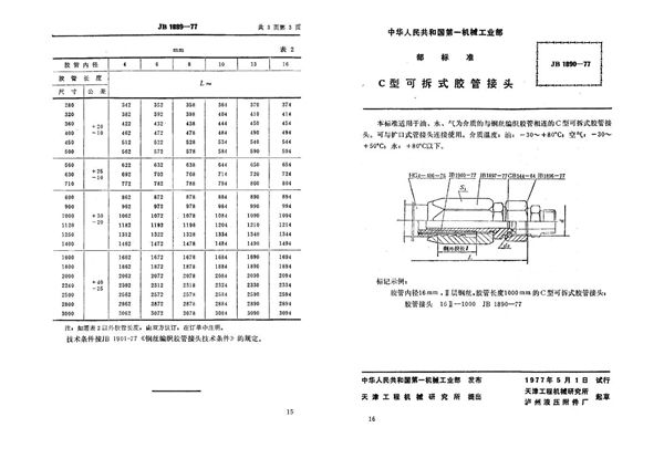 c型可拆式双管接头 (JB 1890-1977)