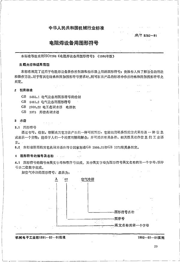 电阻焊设备用图形符号 (JB/T 5252-1991）