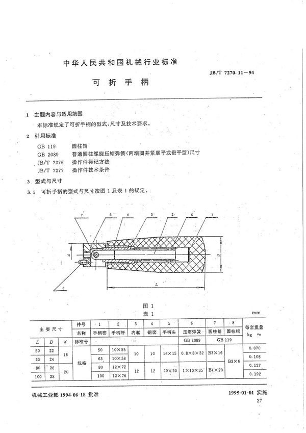 可折手柄 (JB/T 7270.11-1994）