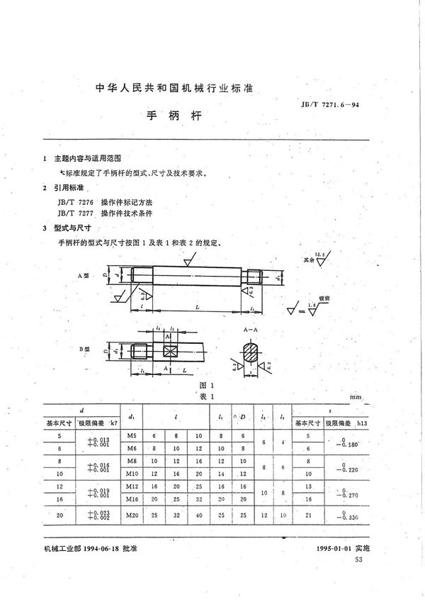 手柄杆 (JB/T 7271.6-1994）