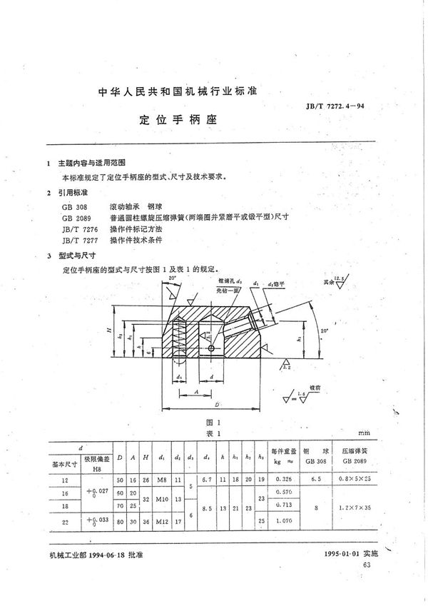 定位手柄座 (JB/T 7272.4-1994）