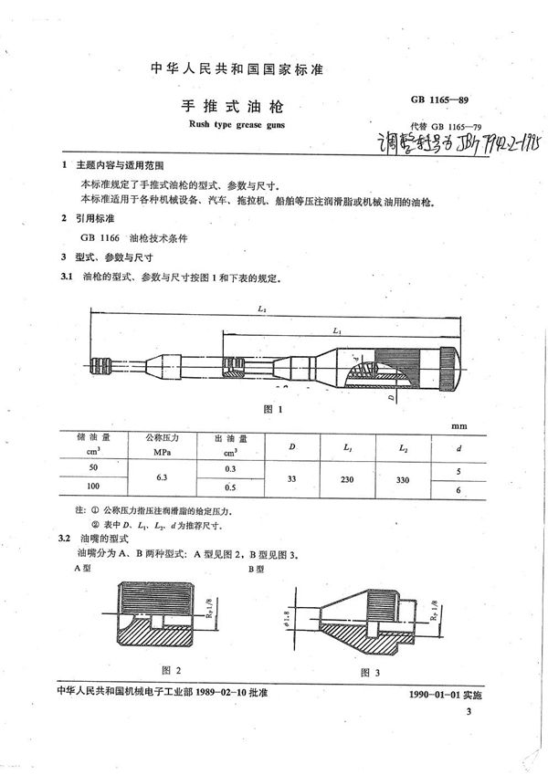 手推式油枪 (JB/T 7942.2-1995）