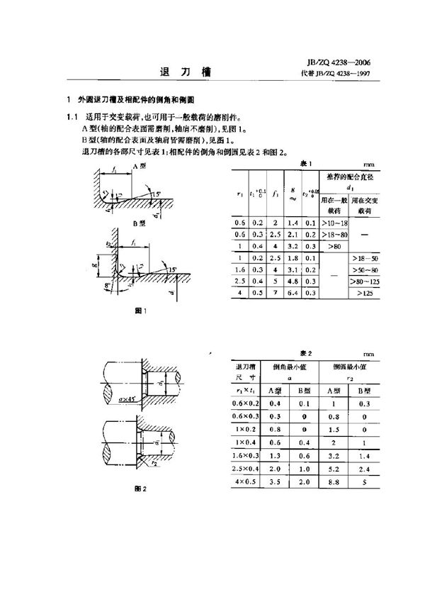 退刀槽 (JB/ZQ 4238-2006)