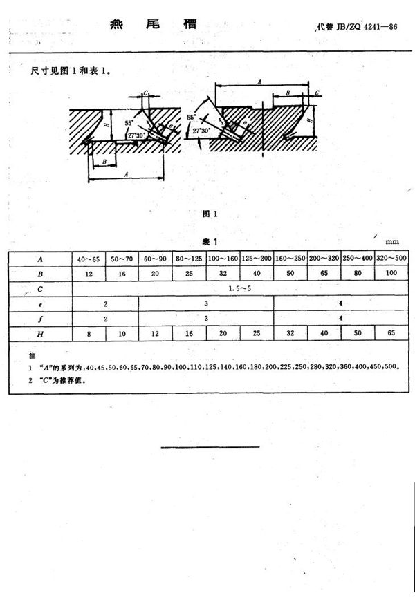 燕尾槽 (JB/ZQ 4241-1997)