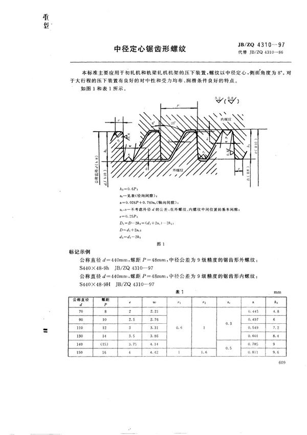 中径定心锯齿形螺纹 (JB/ZQ 4301-1997)