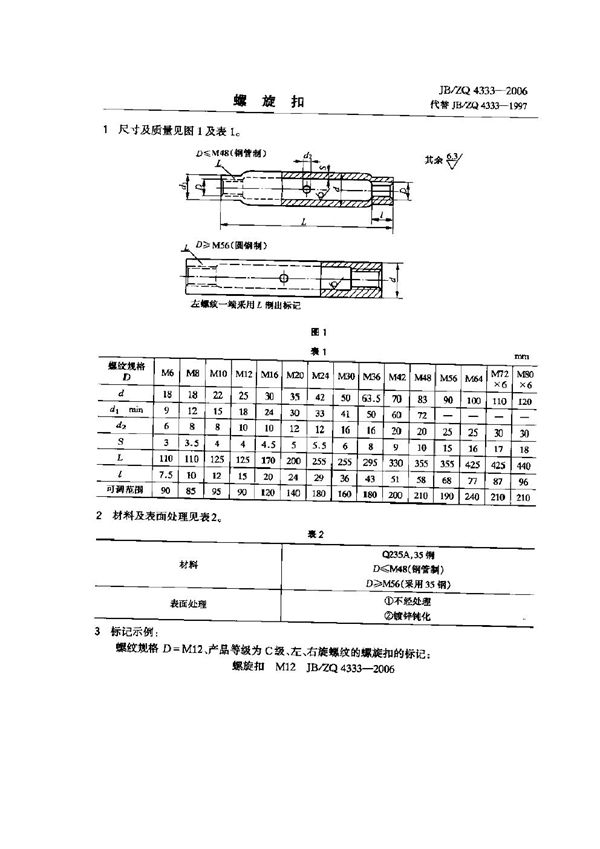 螺旋扣 (JB/ZQ 4333-2006)