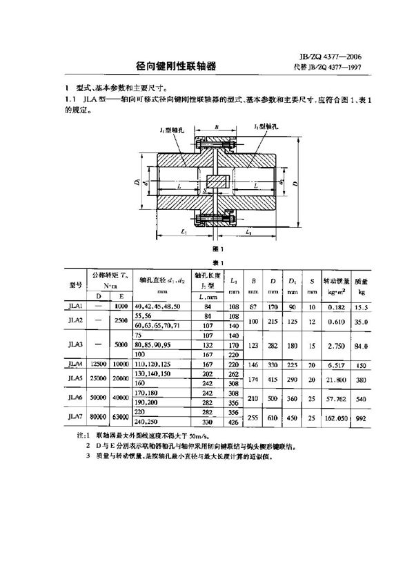 径向键刚性联轴器 (JB/ZQ 4377-2006)