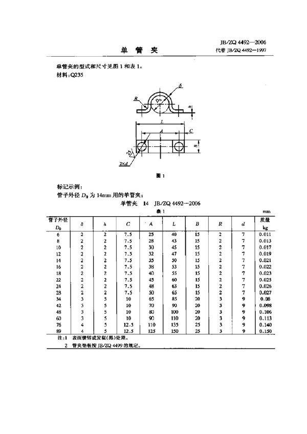 单管夹 (JB/ZQ 4492-2006)