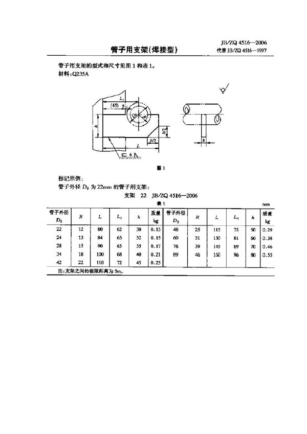 管子用支架(焊接型) (JB/ZQ 4516-2006)