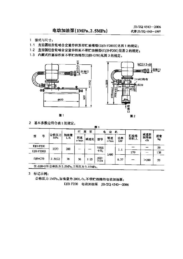 电动加油泵(1MPa、2.5MPa) (JB/ZQ 4543-2006)