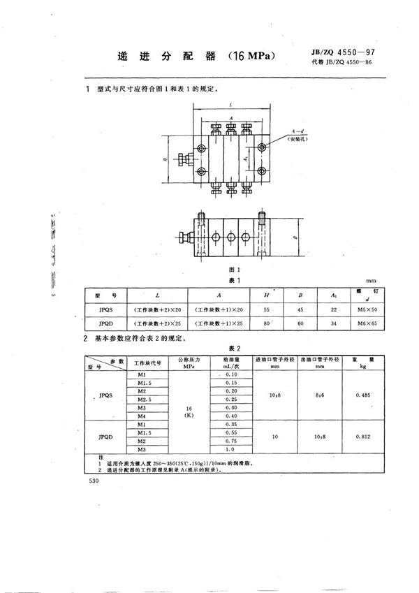 递进分配器(16MPa) (JB/ZQ 4550-1998)