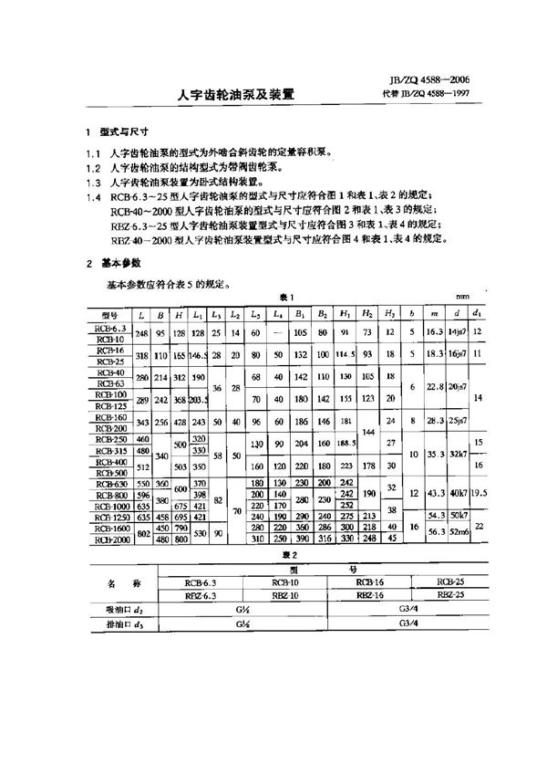 人字齿轮油泵及装冒 (JB/ZQ 4588-2006)