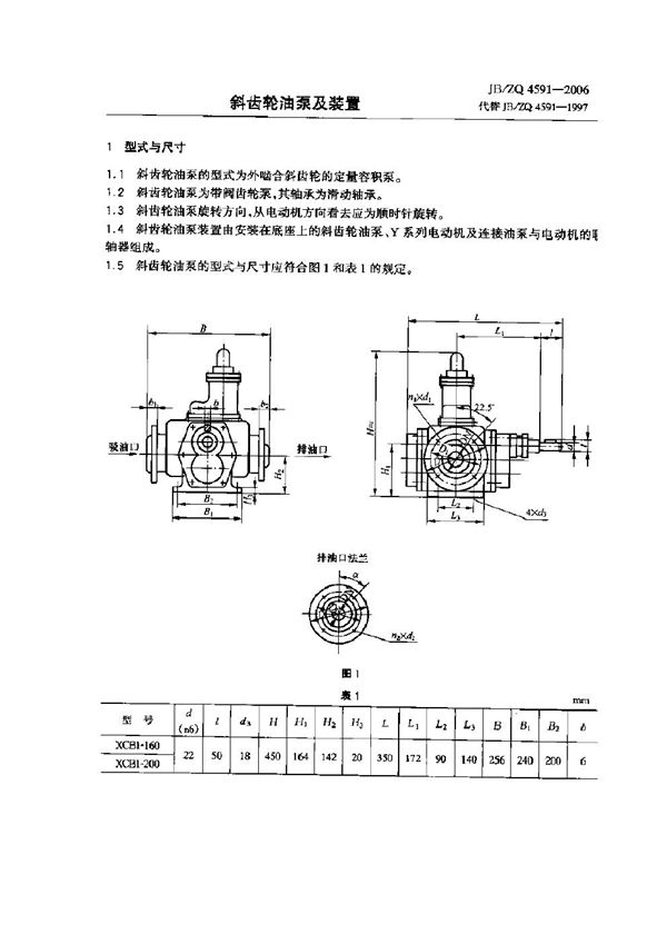 斜齿轮油泵及装置 (JB/ZQ 4591-2006)