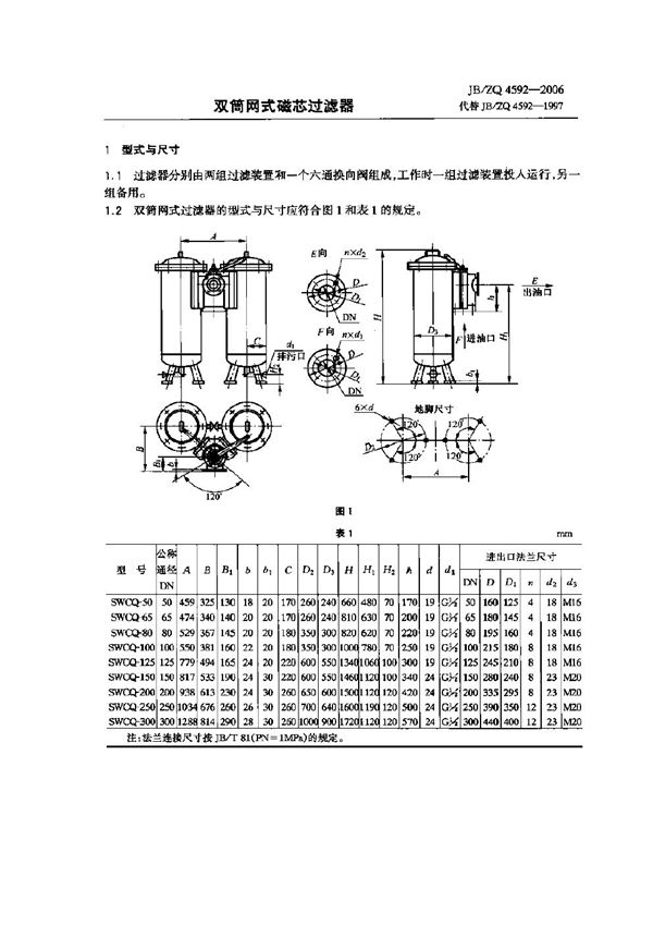 双筒网式磁芯过滤器 (JB/ZQ 4592-2006)