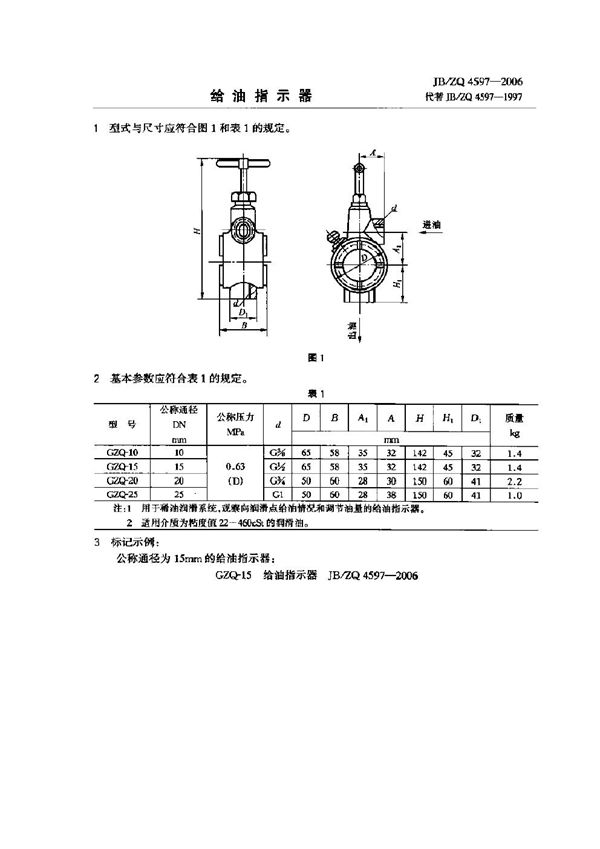 给油指示器 (JB/ZQ 4597-2006)