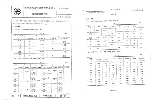 滑动轴承配合间隙 (JB/ZQ 4614-1986)