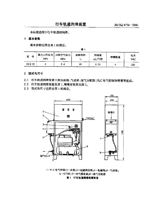 行车轨道润滑装置 (JB/ZQ 4736-2006)