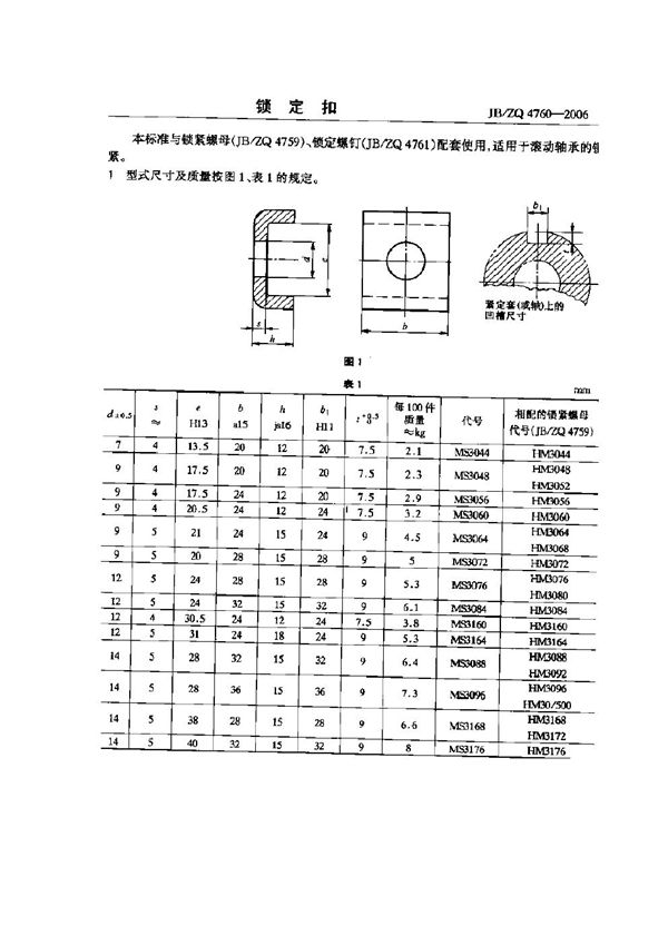 锁定扣 (JB/ZQ 4760-2006)