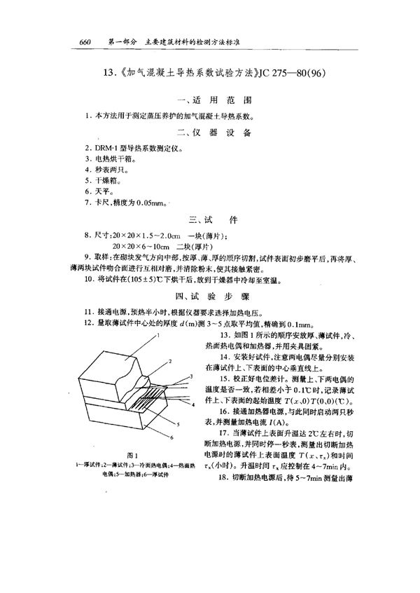 加气混凝土导热系数试验方法 (JC 275-1980)