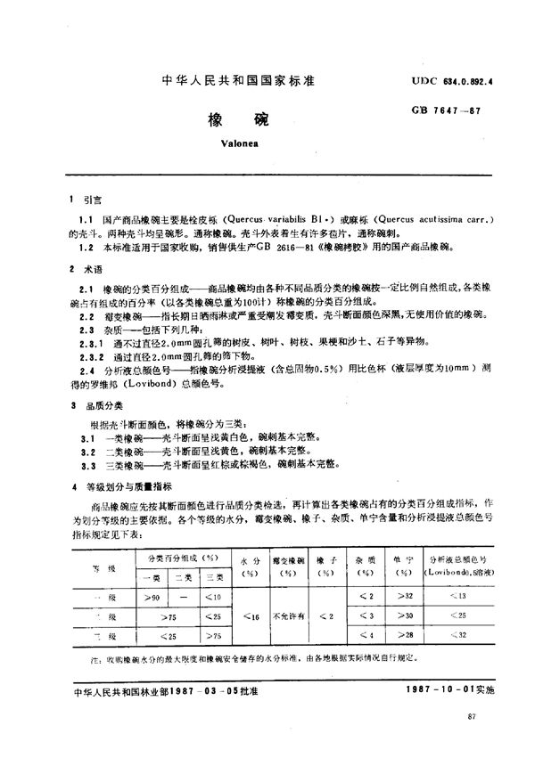 橡碗 (LY/T 1326-1999)