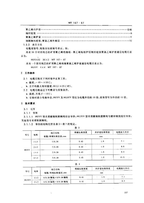 矿用聚乙烯绝缘氯乙烯护套通信电缆 (MT 167-1987)