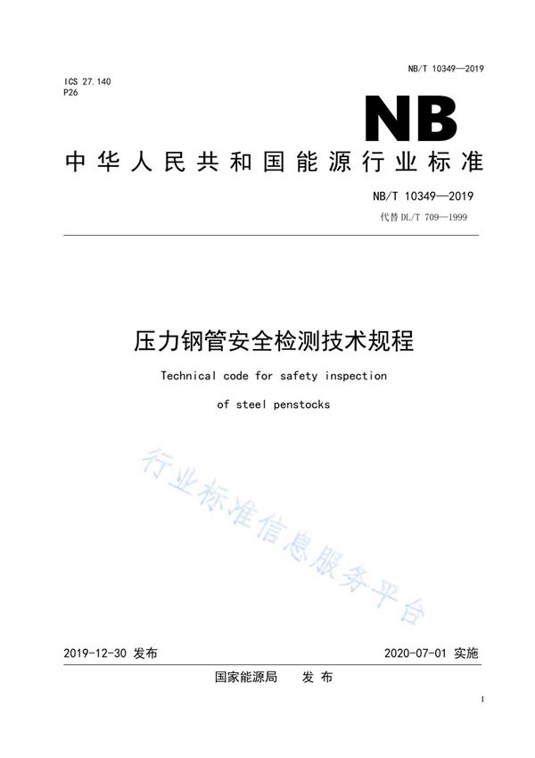 压力钢管安全检测技术规程 (NB/T 10349-2019)