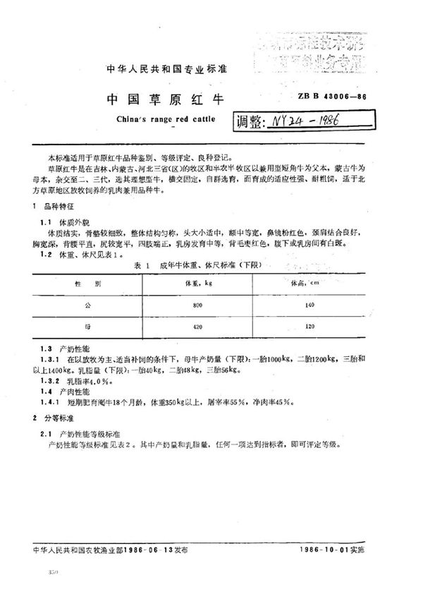 中国草原红牛 (NY 24-1986)