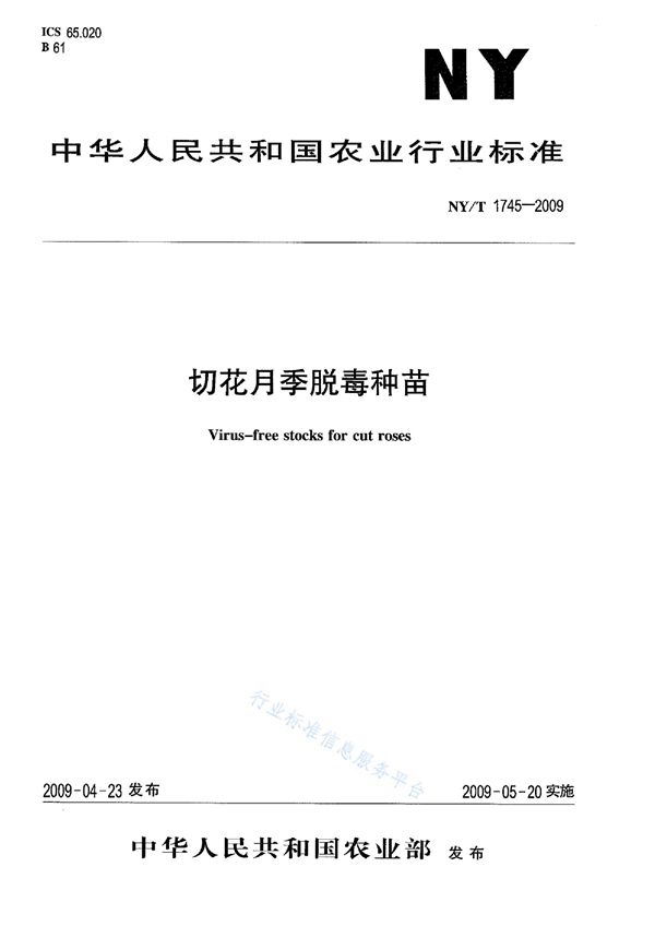 切花月季脱毒种苗 (NY/T 1745-2009)