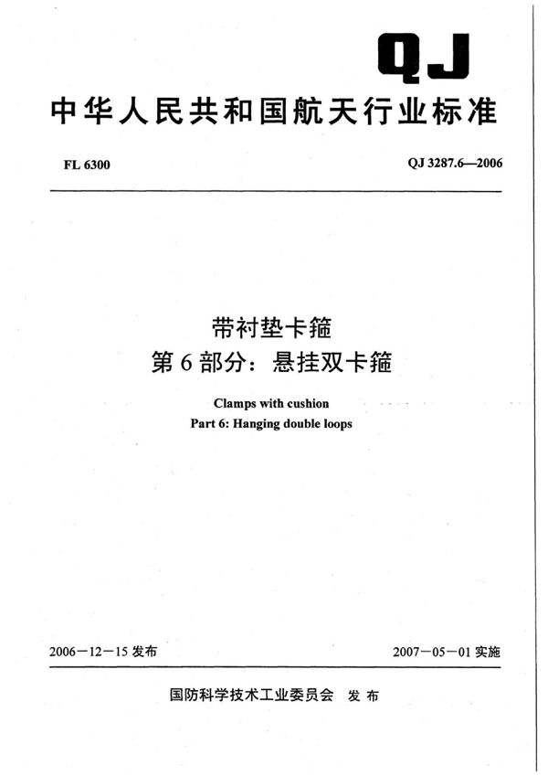 带衬垫卡箍 第6部分：悬挂双卡箍 (QJ 3287.6-2006)