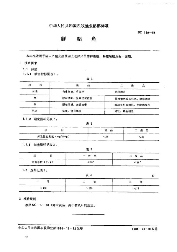 鲜鲳鱼 (SC 129-1984)