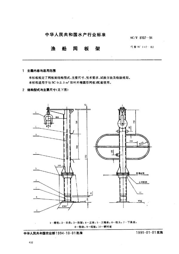 渔船网板架 (SC/T 8107-1994)