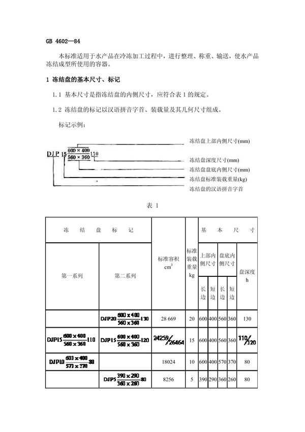 水产品冻结盘 (SC/T 9003-1984)