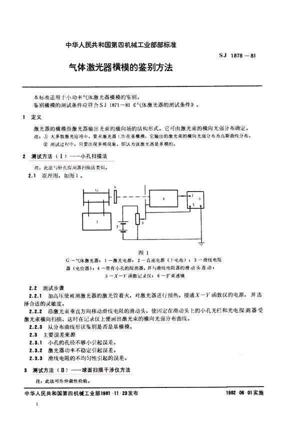 气体激光器横模的鉴别方法 (SJ 1878-1981)