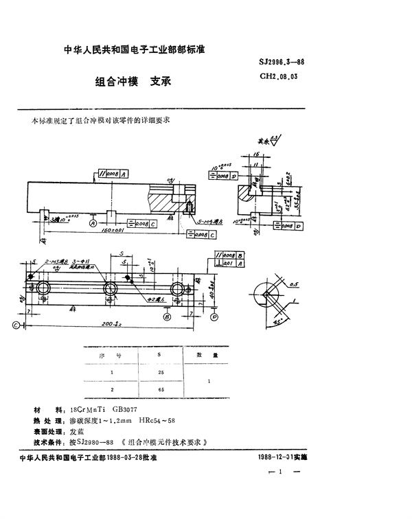 组合冲模 支承 (SJ 2996.3-1988)