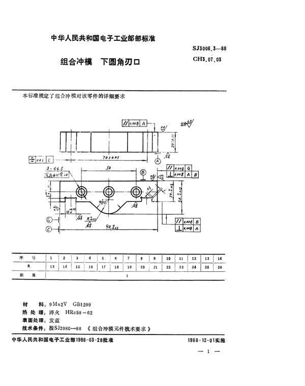 组合冲模 下圆角刃口 (SJ 3006.3-1988)